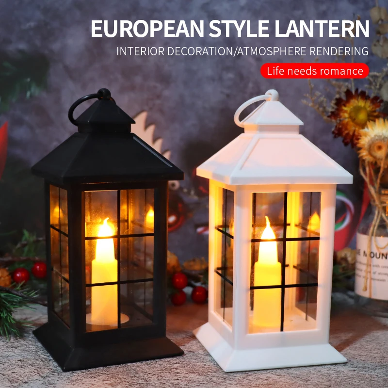 Decorative Hanging Candle Lantern Christmas Lantern with Flickering LED candle for Home Decor&Party