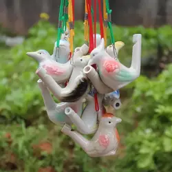 Wholesale cheap solid color bird whistle toy with lanyard omagic clay bird whistle