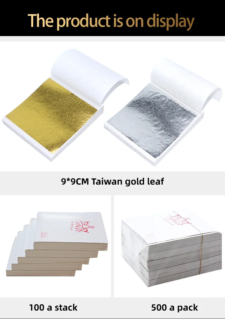 9*9cm 500 sheets a Pack Gilding Genuine Imitation Taiwan Gold Leaf Foil B Gold K Gold Foil With Great Price