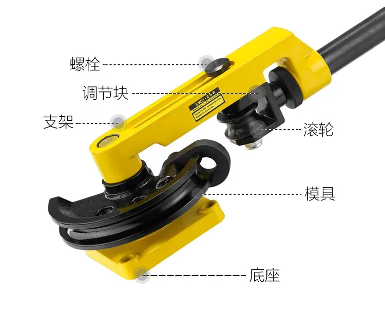 WG-25 Heavy Duty Manual Bending Machine Small Hydraulic Tubing Bender Stainless Steel Aluminum Pipes Steel Bar Material Used