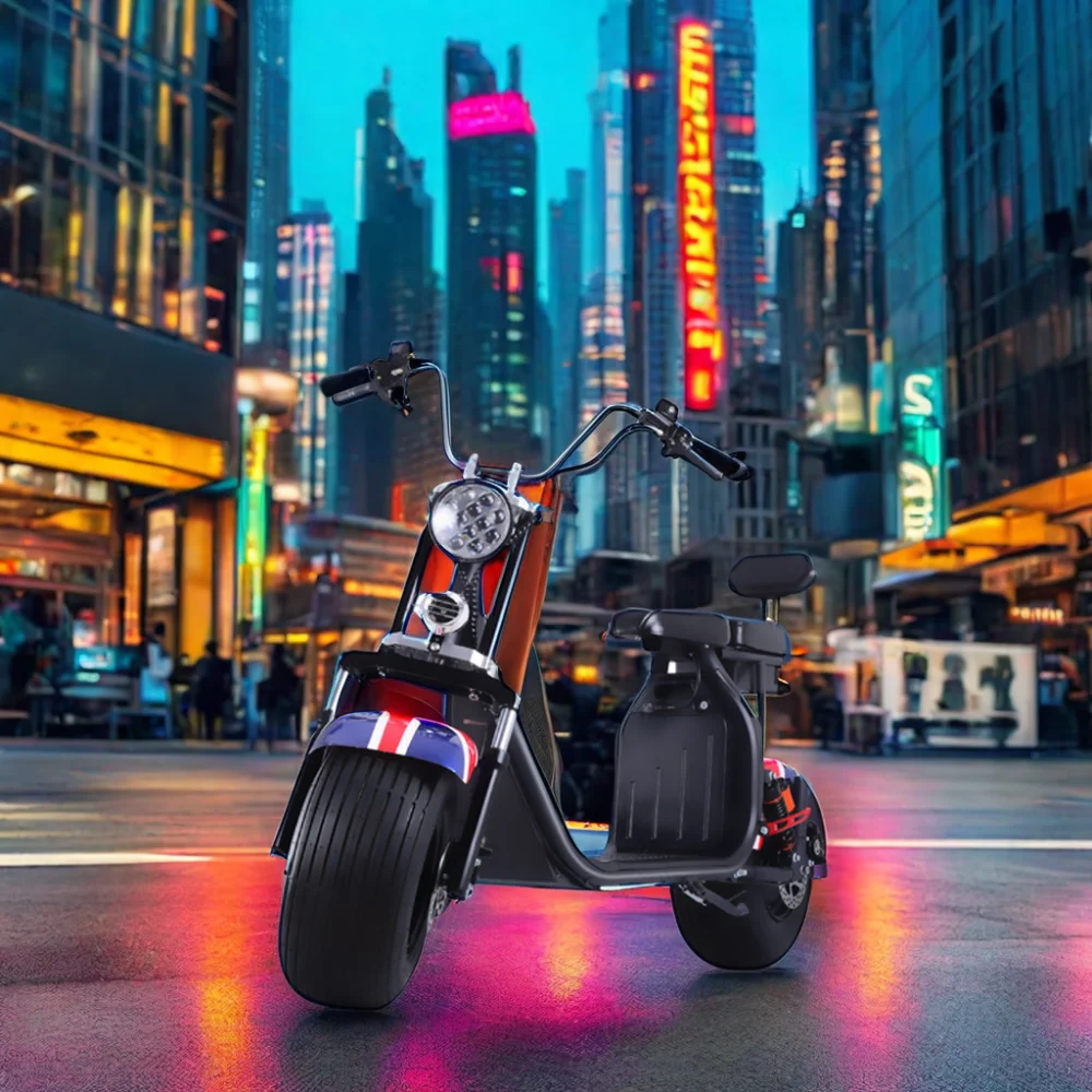 EEC Citycoco Adult Portable Battery Anti-skid Footpad Double Rod Model Male Harleyment LED  Two-Wheeled Electric Motorcycle