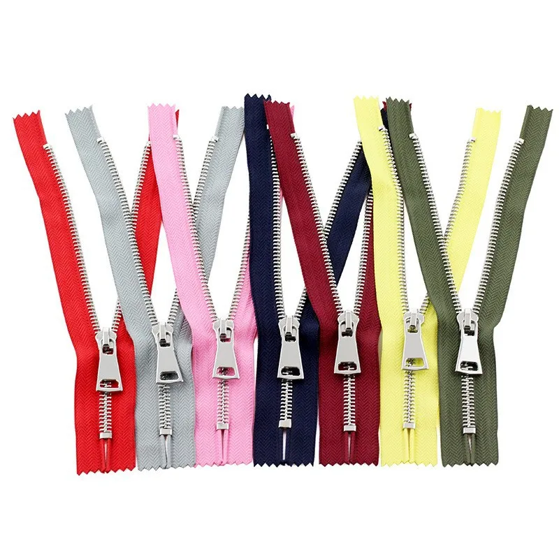 High Quality No.3/5/8 Metal Zippers Custom Color Metal Zip For Clothing Coat Bag Sewing Multi-color Close-End Metal Zipper