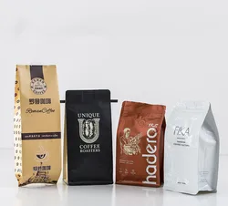 Custom weight Pla biodegradable side folding flat coffee bean packaging fixed with valve and zipper coffee bag
