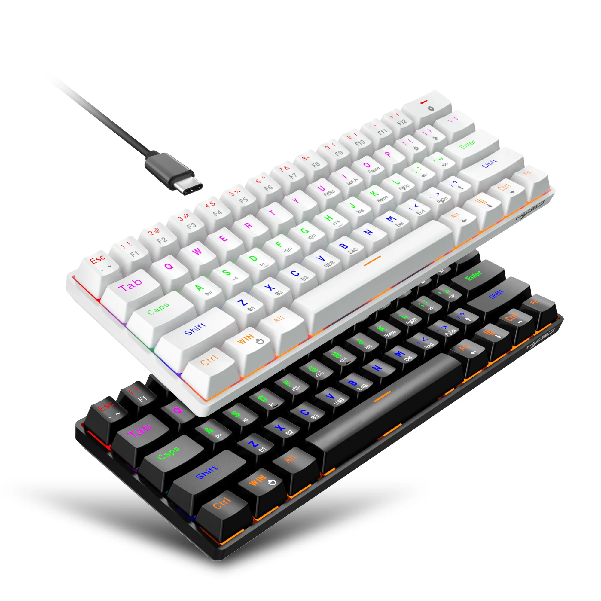 61-key mini backlit mechanical keyboard gaming keyboard wireless wired 2.4G three modes connection one-handed gaming keyboard
