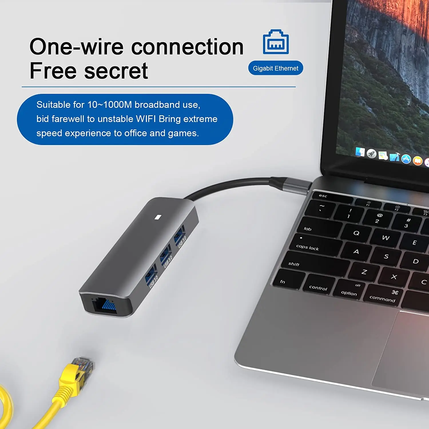 Amazon Лучший USB-концентратор Type C мультипортовый адаптер с 3 портами USB 0 и гигабитным портом Ethernet для Dell Surface HP Lenovo