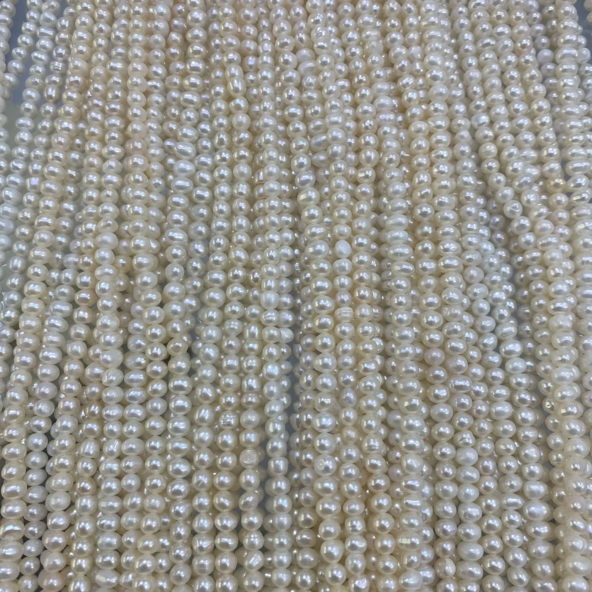 3-4mm Natural Freshwater Pearl Strong Light Onion Oval near round Less Flaw DIY Necklace Bracelet Accessories