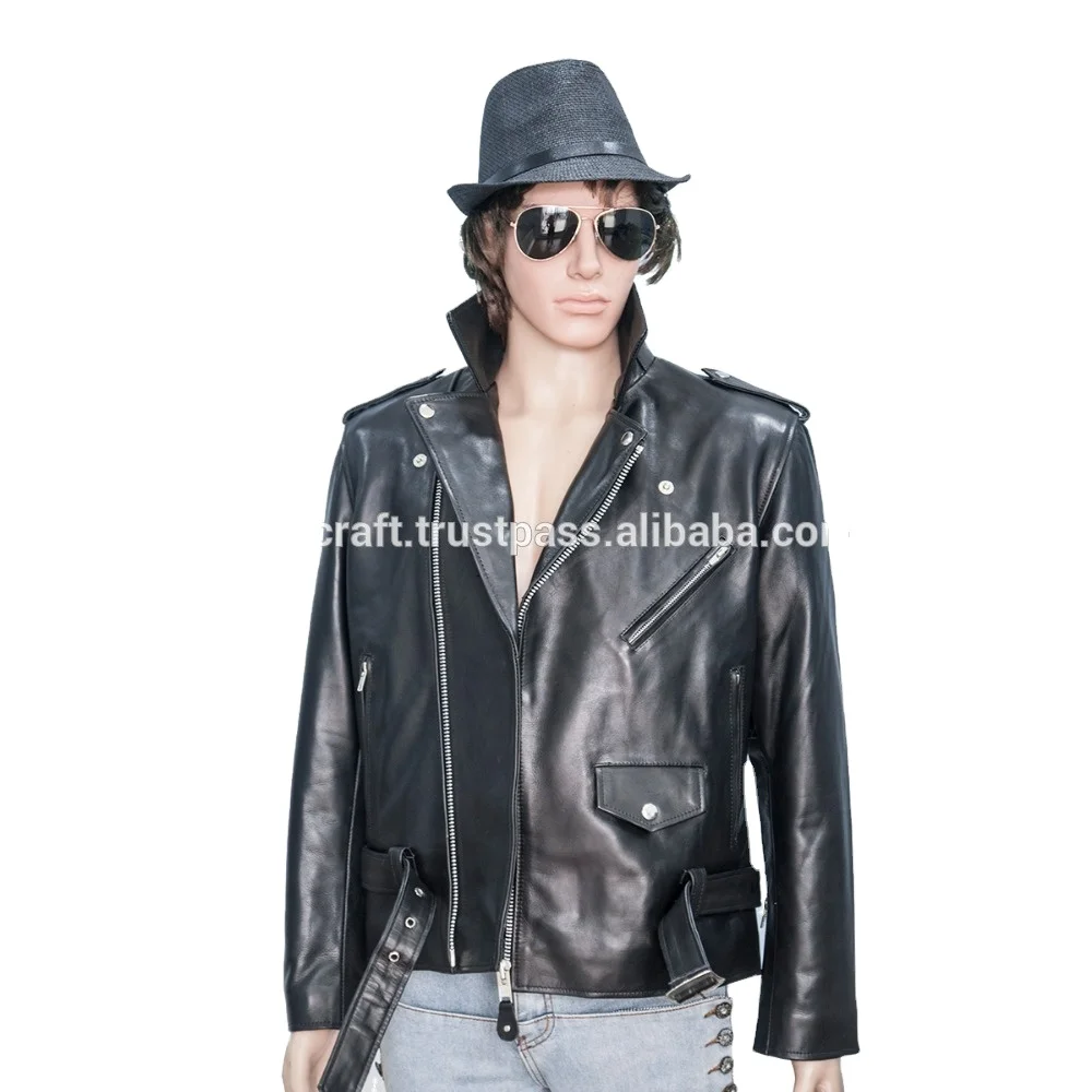 2022 New Design Motorcycle Brando Leather Jacket Slim Fit Genuine Cow Hide