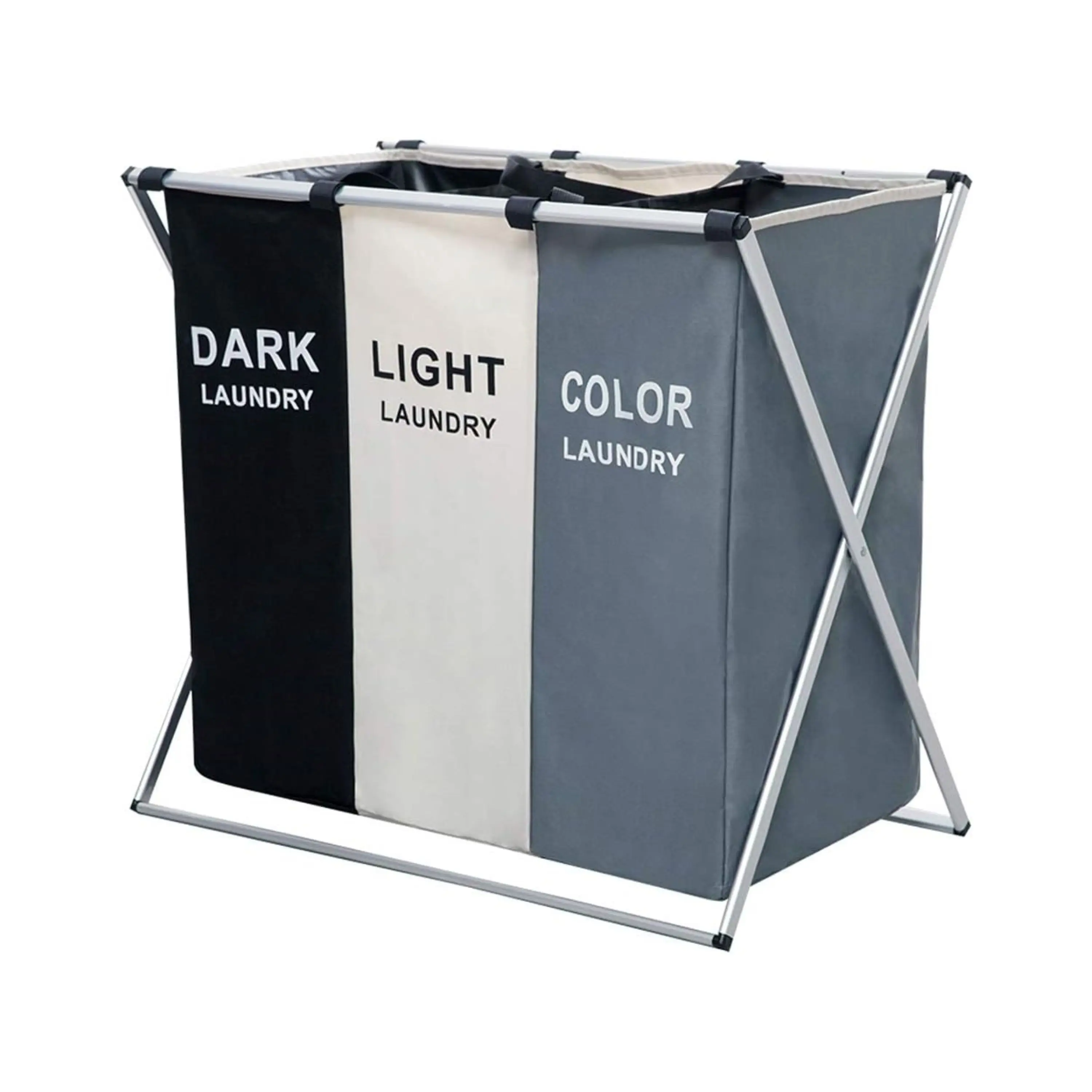 Skymoving New Waterproof Laundry Basket 3 Compartments Storage Hamper Dirty Laundry Sorter Basket Organizer Bags with Handles