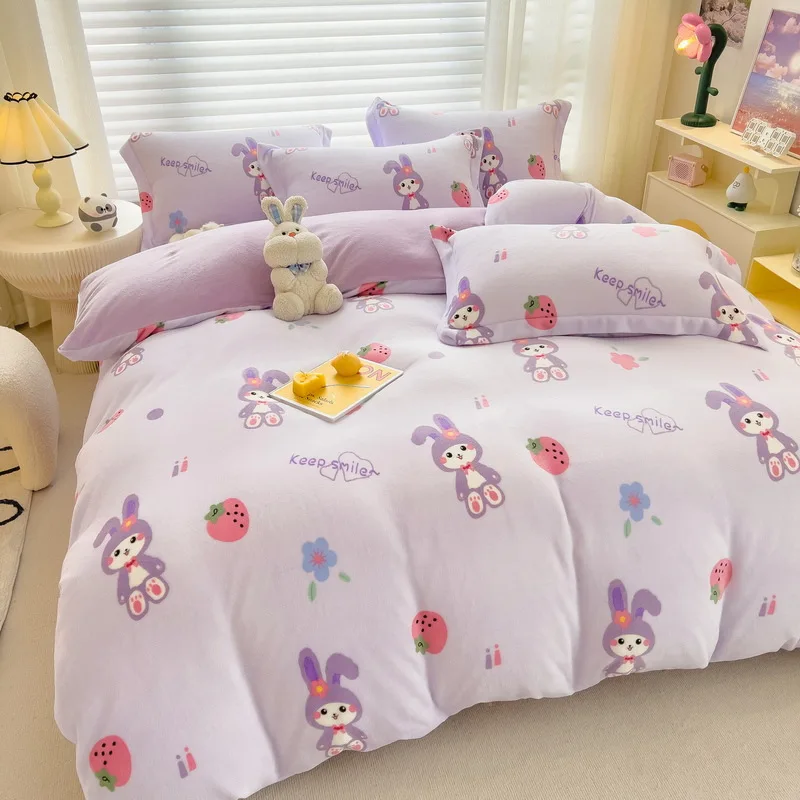 OEM high quality low price new light luxury washed cotton silk embroidery four pieces bedding set