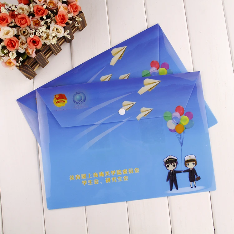 
Hot sale durable use custom wholesale transparent button A4 file bag 