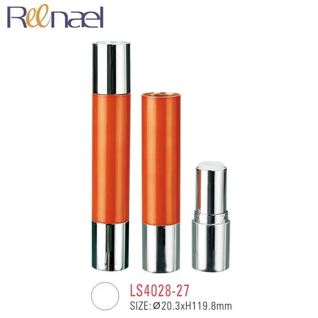 Double end lip stick case empty 9mm bullet lipstick container case with clear cover plastic lip balm case