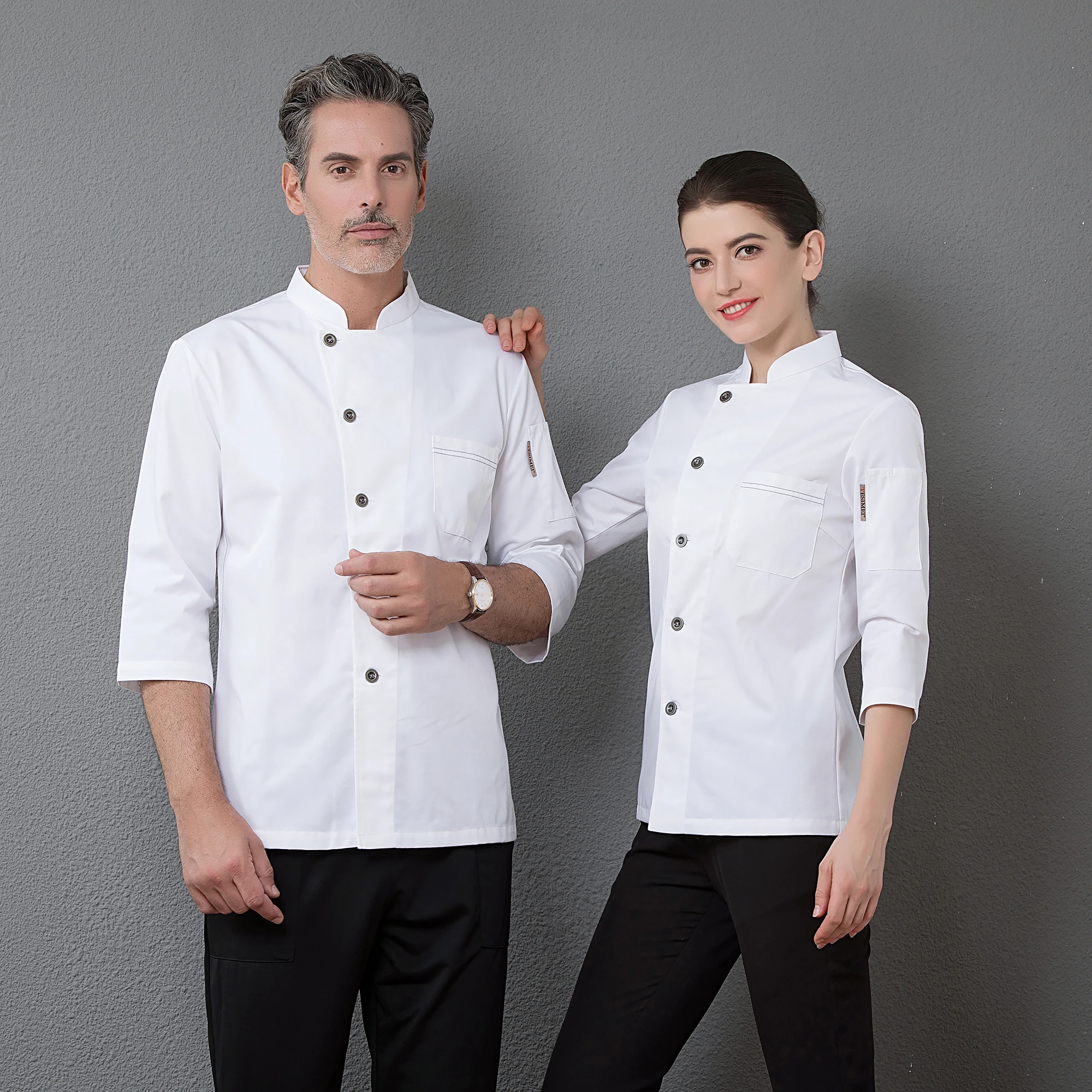OEM Customized Logo  chef  Uniform restaurant  For kitchen clothes three quarter sleeve  chef clothes