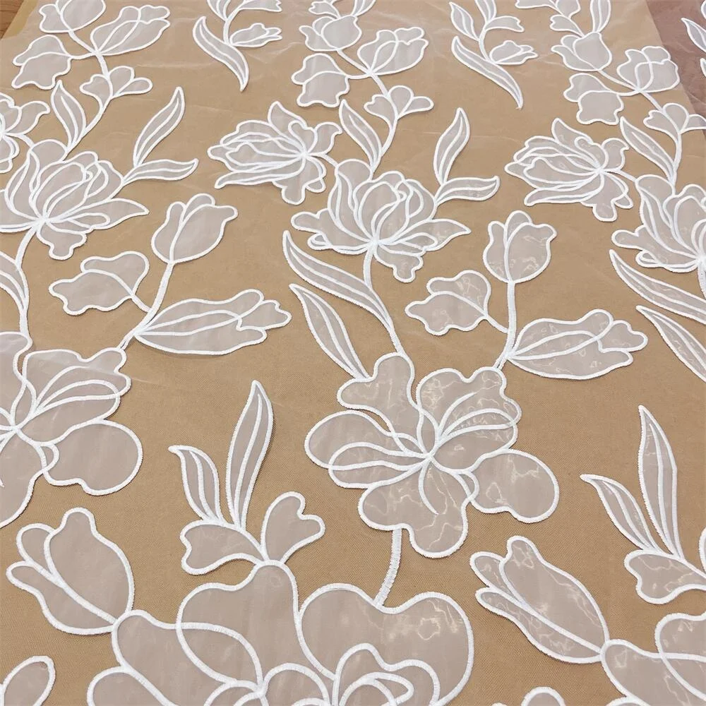 Soft flower wedding dress decoration handmade DIY studded sequin lace fabric embroidered curtains