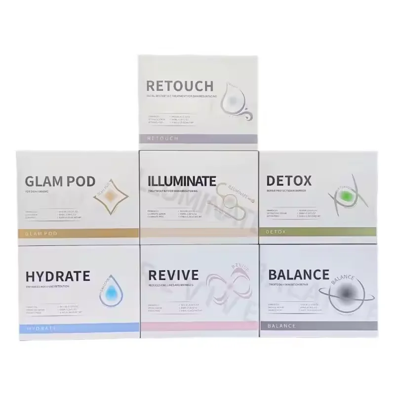 New arrival Glam Revive Balance Illuminate Detox Hydrate CO2 Oxygenation Pods Serum for Oxygene Jet Peel Facial Machine