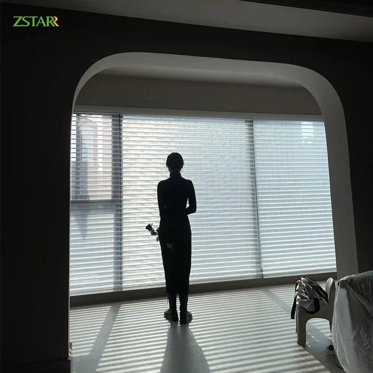 ZSTARR Shangri-la Blinds Serenity Sheer Shade Electric Motorized Triple Roller Shades Luxury Blinds Shangrila Blinds