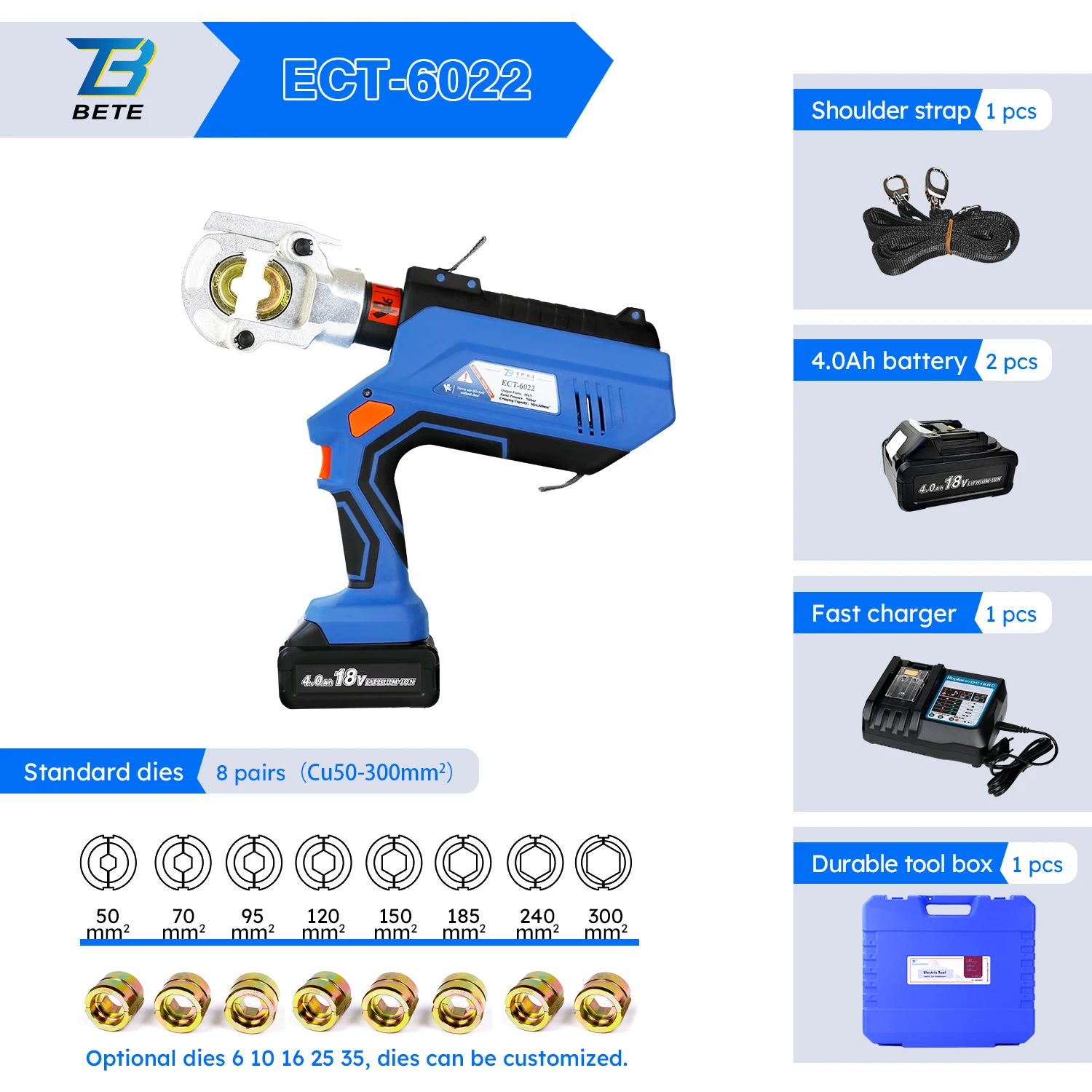 ECT-6022 6T Battery Powered Hydraulic Cable Electric Crimping Tool