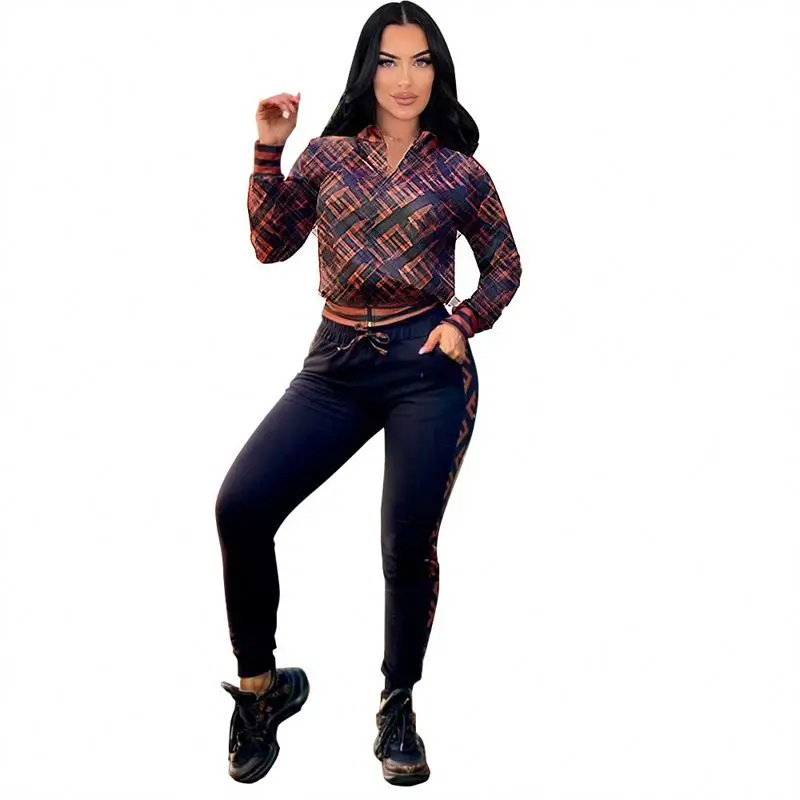 DD0057 European and American Women Clothing Summer Fashionable Designer Clothes Famous Brand Logo Printed Two Piece Set