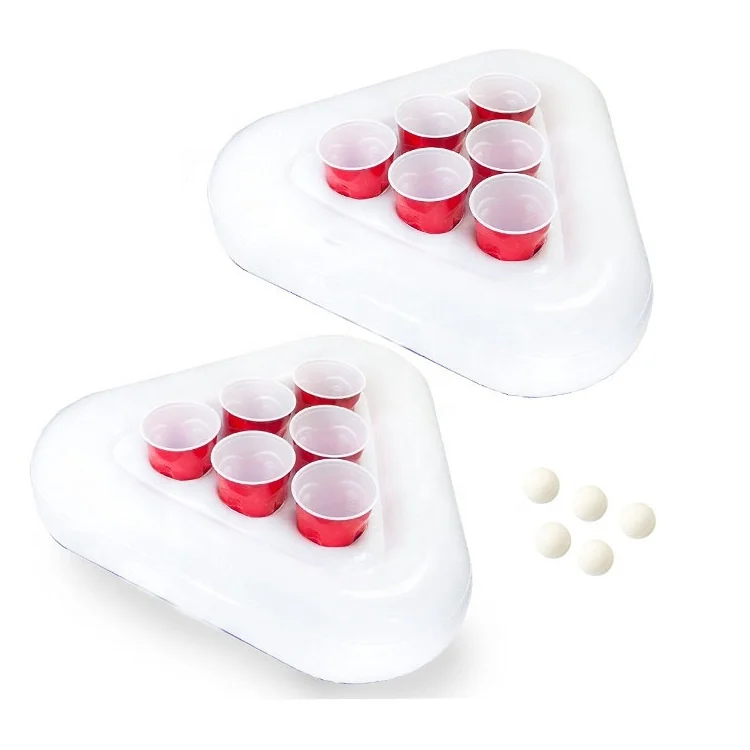 2-Pack Inflatable Beer Pong Floats Set Pool Party Beer Pong Game With Cups and balls