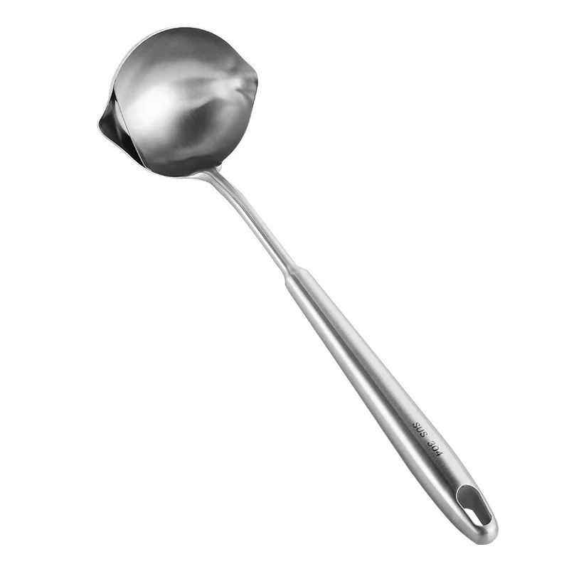 Wholesale kitchen household wooden handle 304 stainless steel creative multi-purpose hot pot soup spoon