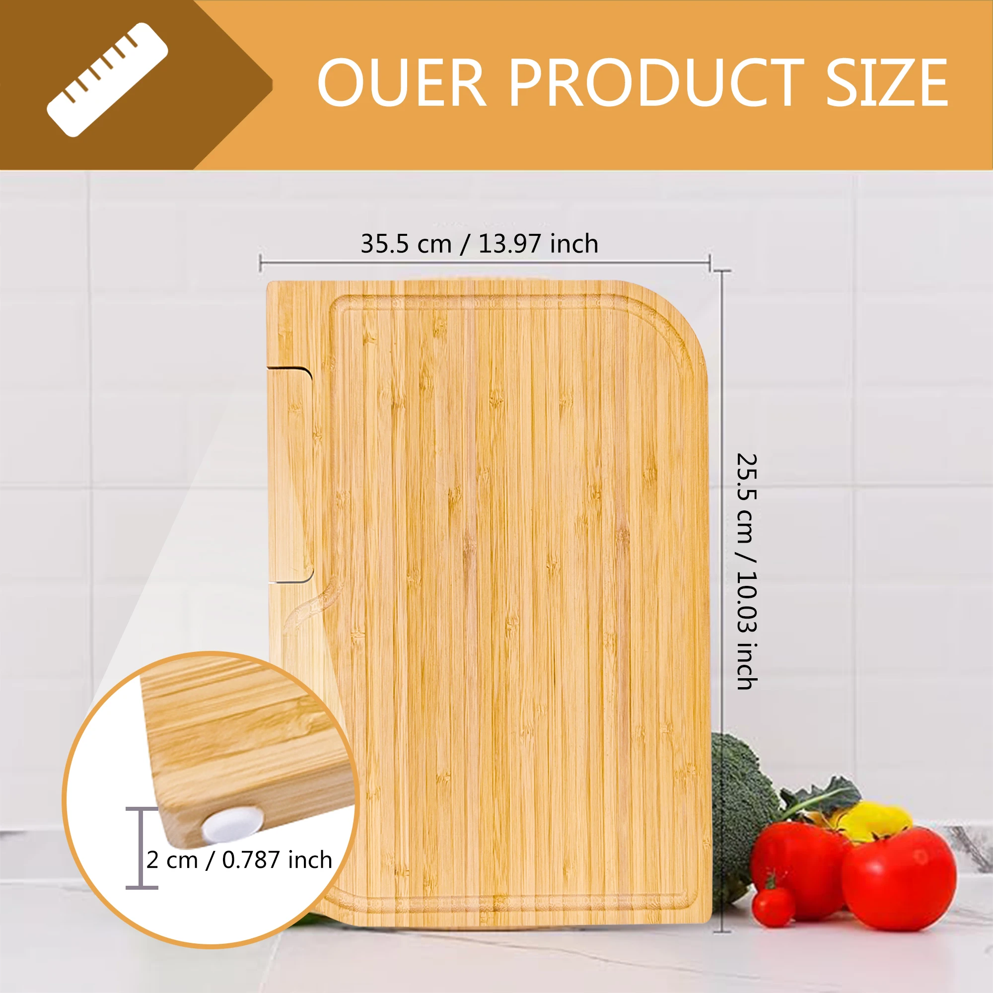 2025 New bamboo double-sided upright sink cutting board - a good helper in the kitchen