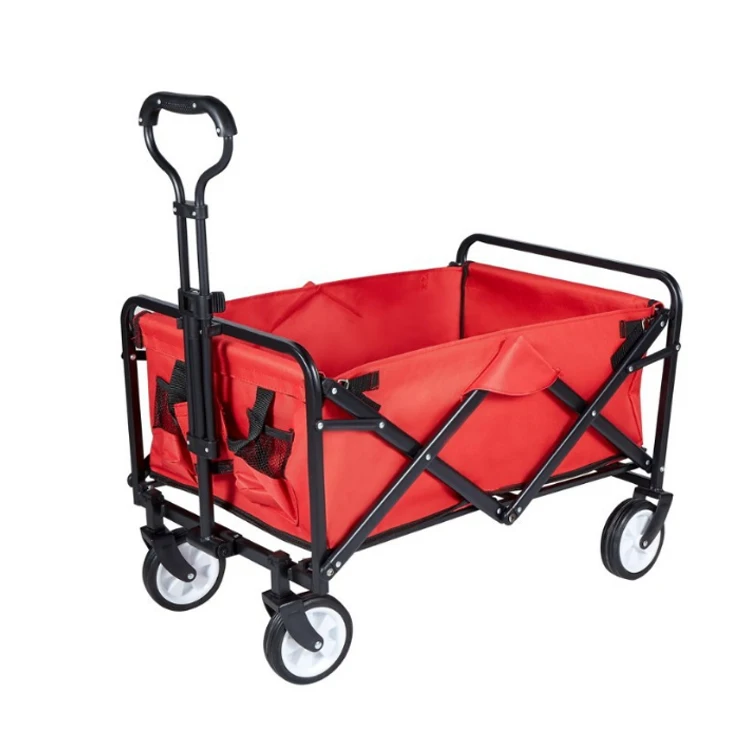 Collapsible folding wagon cart portable outdoor beach wagon heavy duty garden trolley cart with all terrain wheels