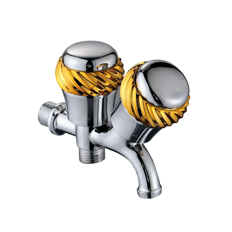New Arrivals Wholesale Double Handle Zinc Chrome Plated Home Washing Machine Faucet 1 into 2 out Water Tap Garden Faucet