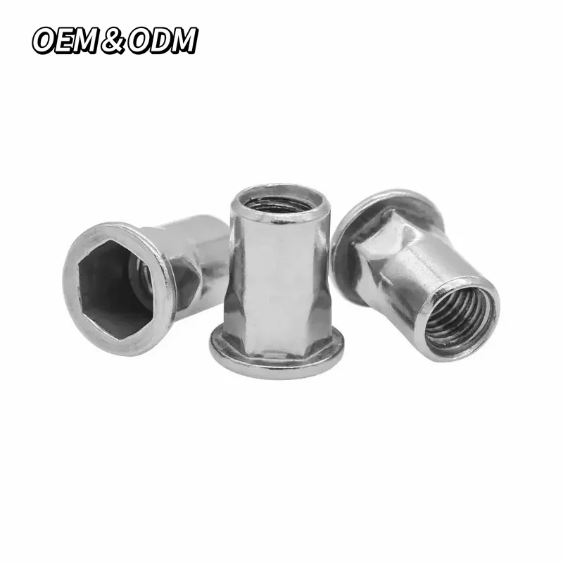 Stainless Steel M3 M4 M5 M6 Open Rivet Nut Flat Head Rivet Nuts Black Hexagon Rivet Nut