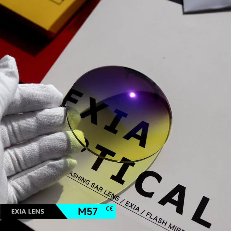 Объектив EXIA M57 линзы для солнцезащитных очков серого-желтого цвета SHMC MR-8 1 61 UV400 Противоударная Базовая кривая 3 Толщина мм