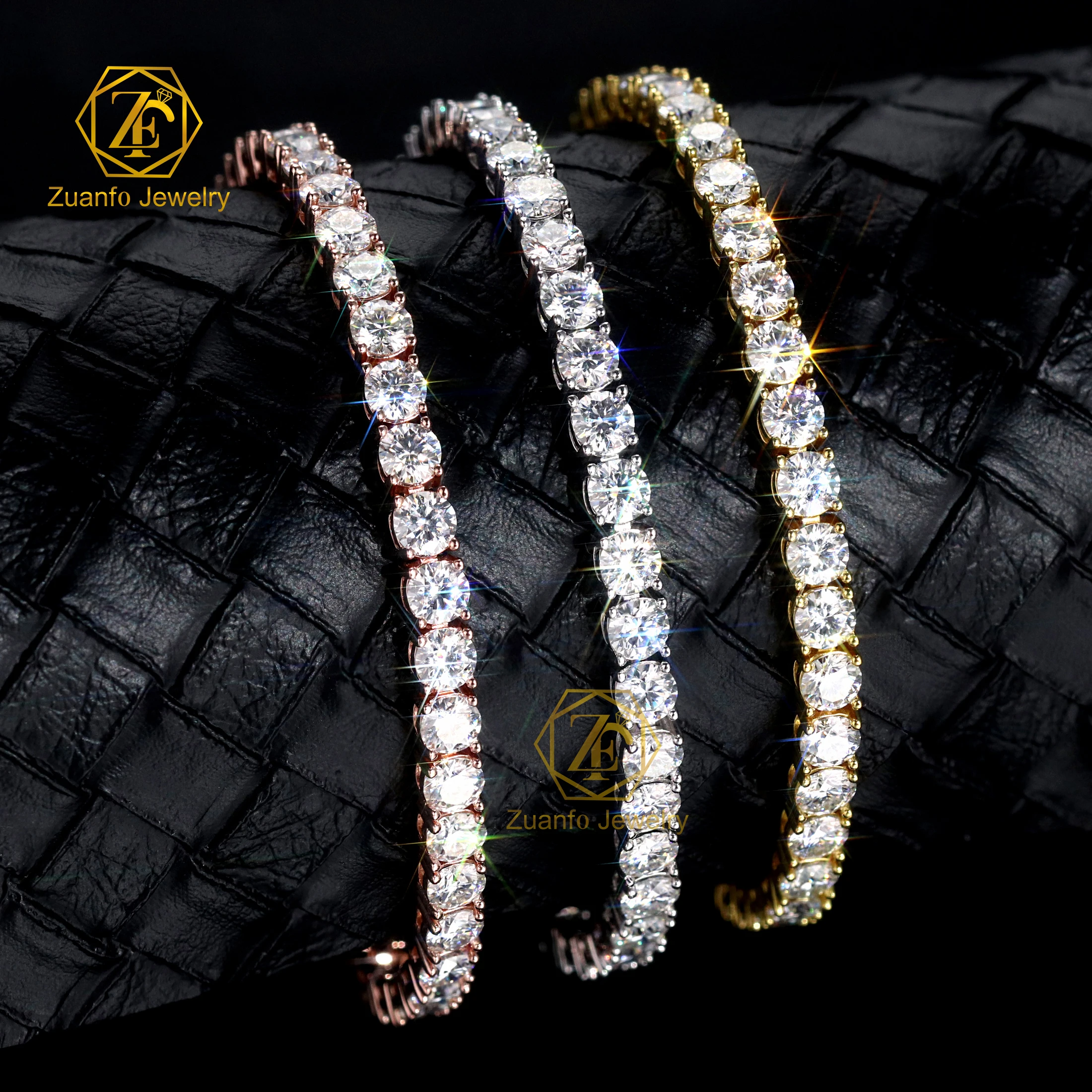 Large stock 2mm-6.5mm tennis bracelet link chain hiphop men women ice out diamond silver 925 vvs moissanite tennis bracelet