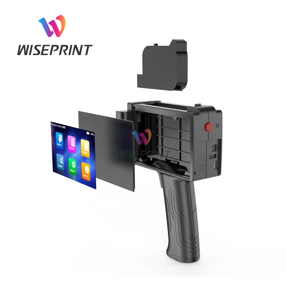 Wiseprint TIJ 12.7mm IP100 Smart Inkjet Printer Date Batch Code Expiry handHeld Printing Machine For Bottle Can Box