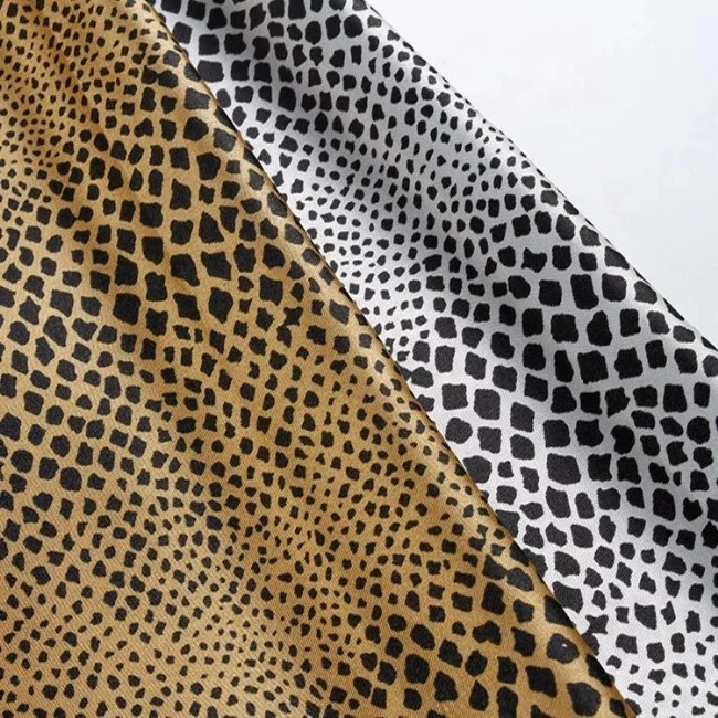 2022 Newest 13 years experience brightness crepe leopard printed cordura satin spandex fabric for shirt