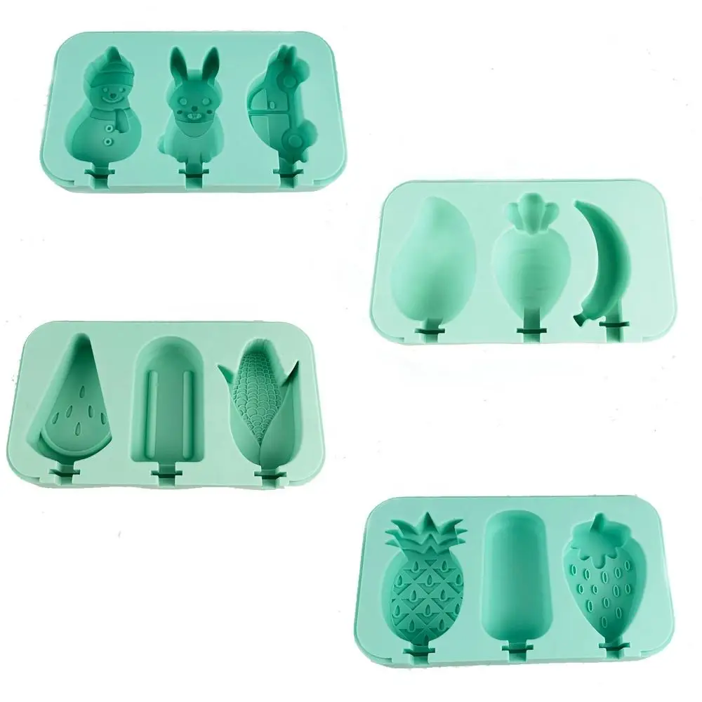 Diy Food Grade Bpa Free Ice Mold Tools Cartoon Ice Cube Maker Tray With Lid Silicone Popsicle Ice Cream Mold
