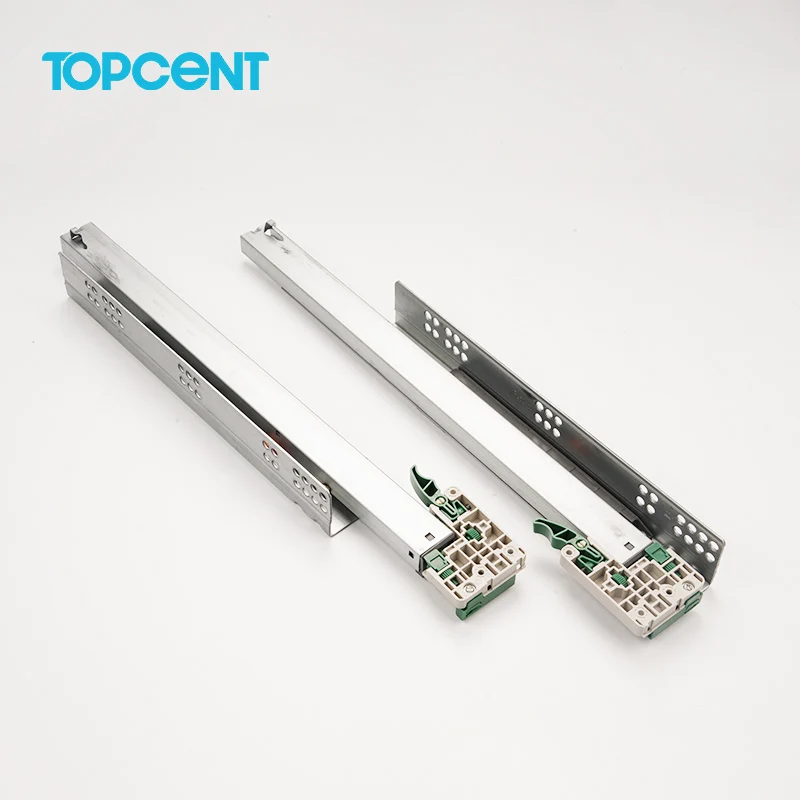 Topcent Newest Full Extension Telescopic Able  Mounted Cold Rolled Steel 10 To 22 Inch Soft Close Slide Out Kitchen