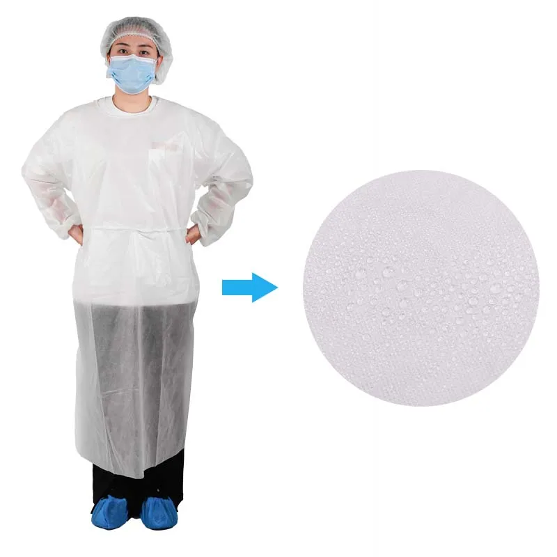 YS disposable pp  pe isolation gown Dust and waterproof knitted cuffs, 10 pack, unisex