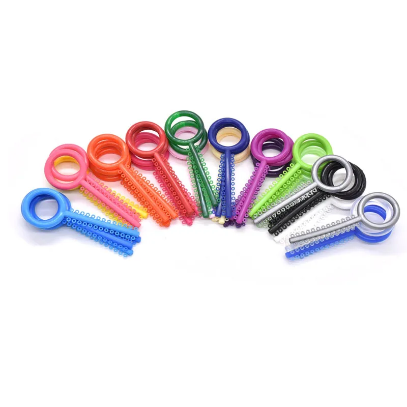 40pcs/bag Dental Orthodontics Elastic Elastomeric Ligature Ties Dental Ligating Modules ligature ties Colorful