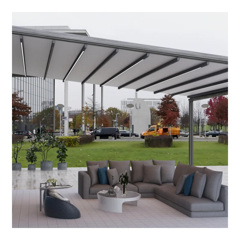 Wall Mounted Electric Retractable Roof Pergola Retractable Awning For Patio And Restaurant