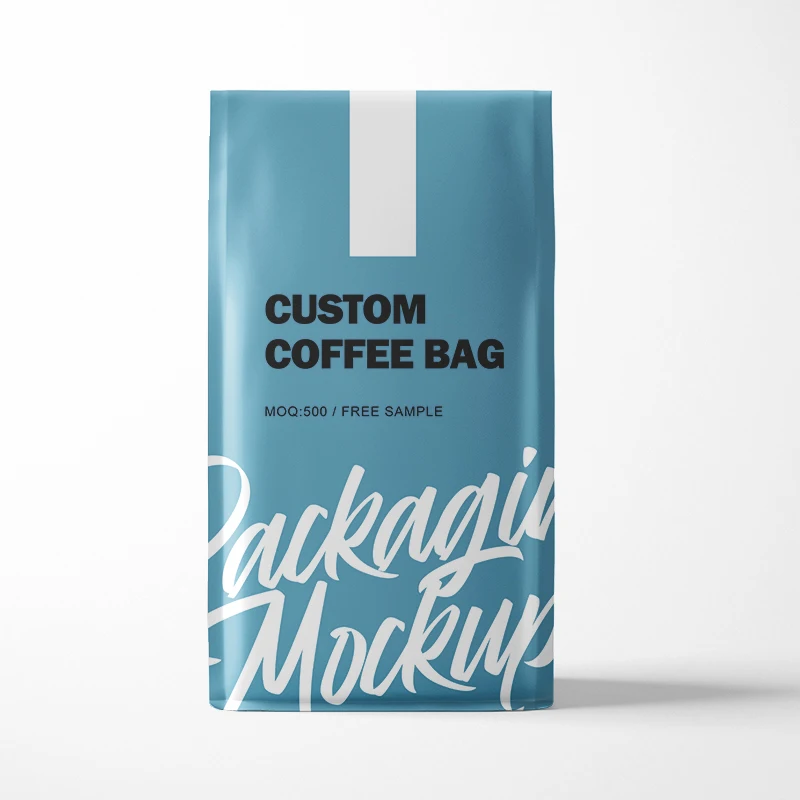Biodegradable Coffee Bean Pouch 1 KG Flat Bottom Bag Yellow 4 Sides Heat Sealing Bag with Valve Coffee Pouch