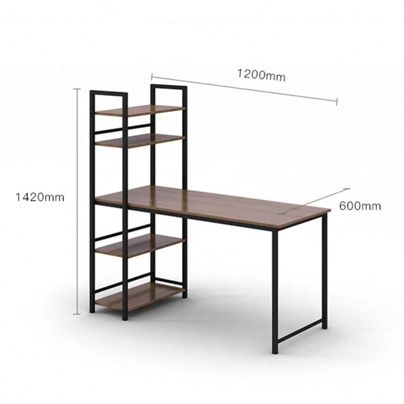 Computer Desk with Shelves, Modern Office Desk with 4-Tier Shelf, Durable Working Desk for Home, Bedroom, Office