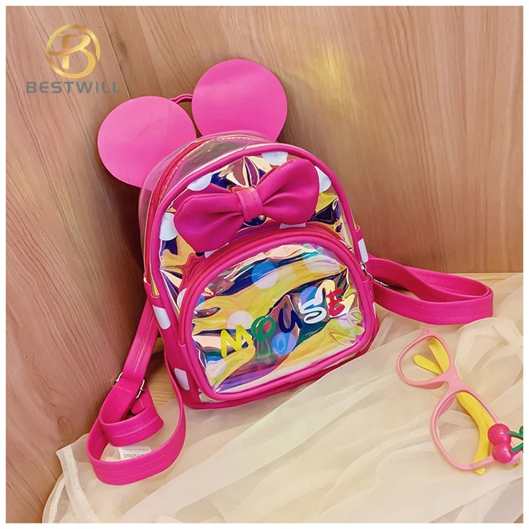 BESTWILL Factatory mochila transparente  bolsa de escuela de dibujos animados  colorida bolsa de escuela de infante con laser