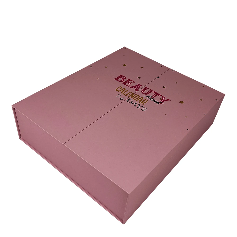 Custom Logo Advent Calendar Box Christmas Cosmetic Countdown Gift Box 24 Drawers Makeup Advent Calendar Box Costume 24 Days Pink