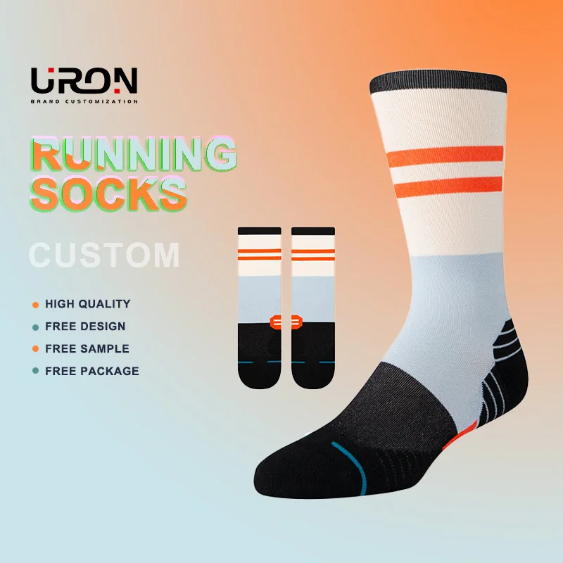 Uron free sample quick-dry technology Elastic support customized socks athletic nylon running socks