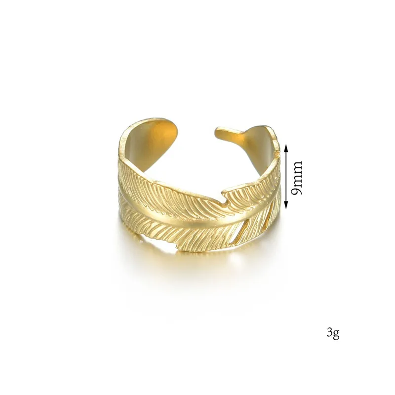 Wholesale 14K adjustable stainless steel ring open ring feather ring