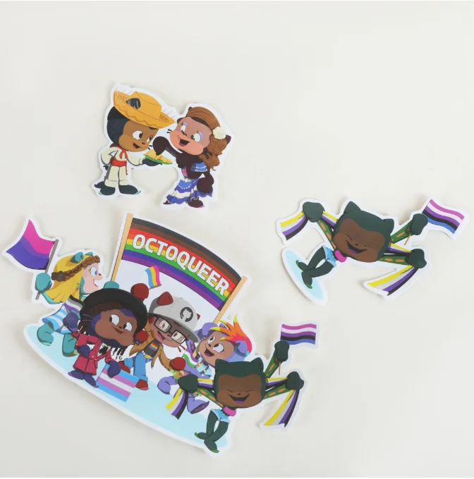 custom cute design waterproof pvc die cut 3d kids cartoon sheet big luggage cartoon stickers