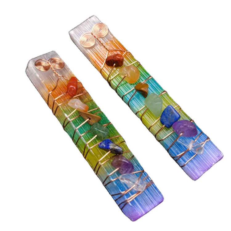 Лидер продаж, асимметричная цветная квадратная полоса, пластырь семь чакр, ручка, камень для йоги, украшение