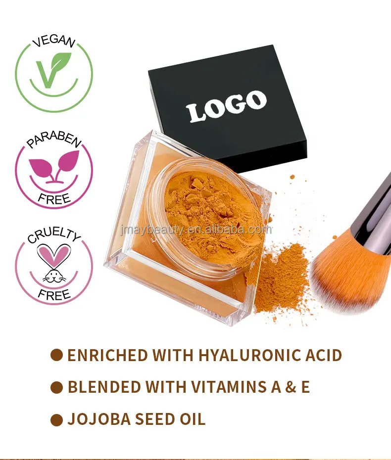 Private Label Talc Free Vegan Pink Oil Control Waterproof Matte Mineral Powder Foundation Makeup Face Loose Setting Powder