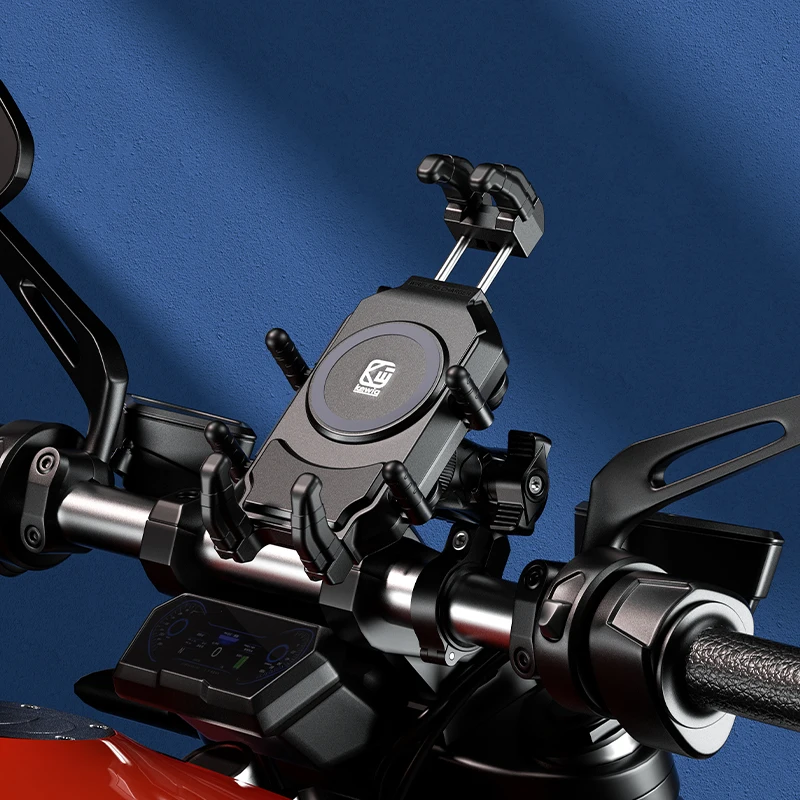 Waterproof Motorcycle Mobile Phone Holder With 15W Wireless Charger and PD36W USB Fast Charger