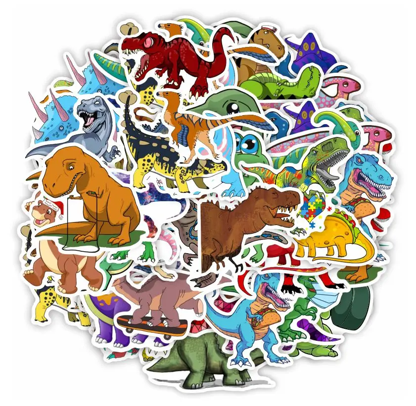 50 PCS/BAG Hot Selling Funny Dinosaur Children Cartoon Stickers for laptop children