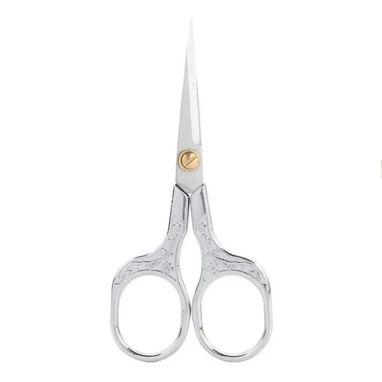 Vintage Gold Sewing Cut Scissors Small Engraved Fabric Embroidery Scissors
