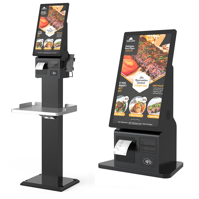 21.5inch android or windows ticket dispensing payment machine queue management system kiosk with touch screen