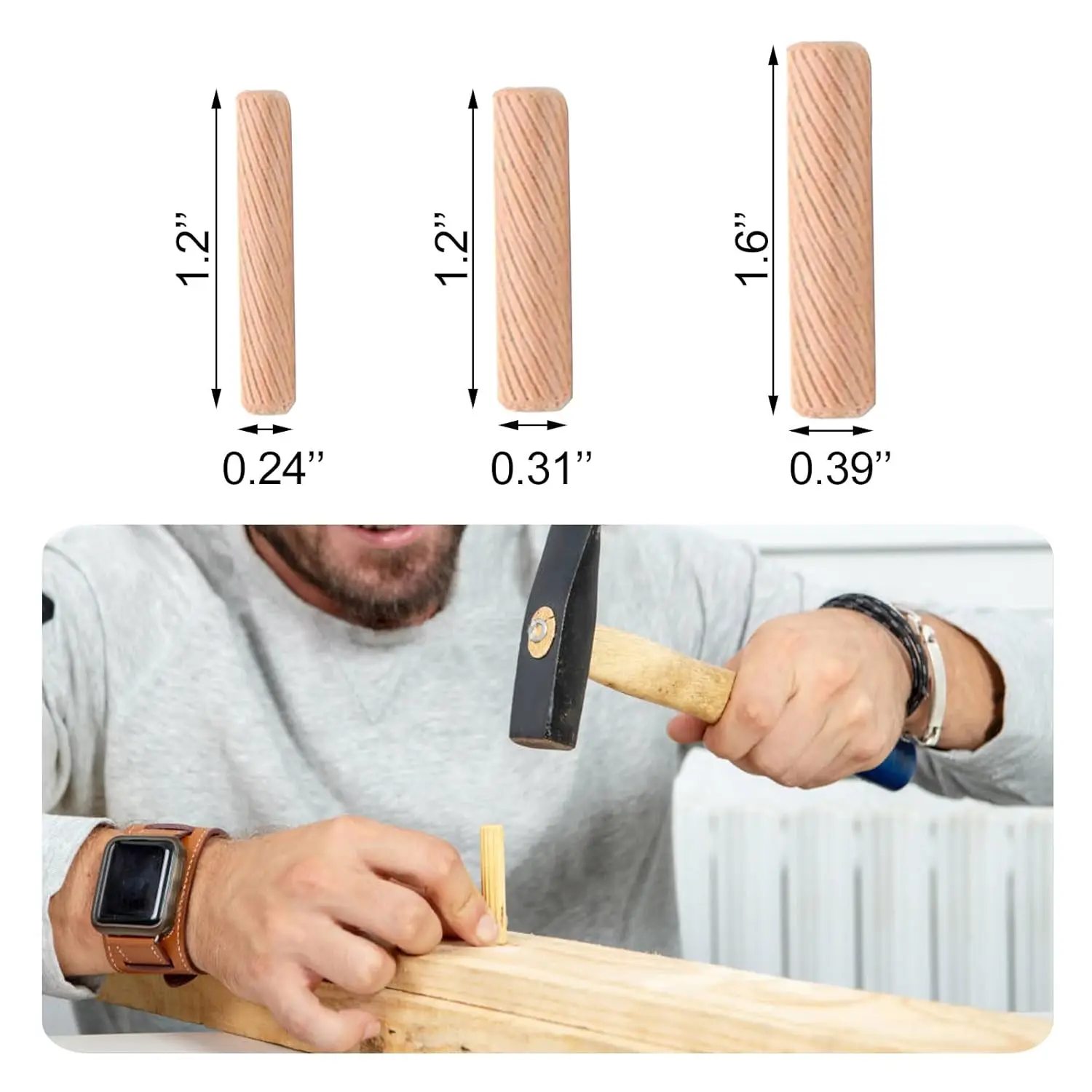 Decorative Wood Crafts Unfinished Hardwood Sticks Round Natural Wood Dowels Rods Different Size Wooden Dowel Pins